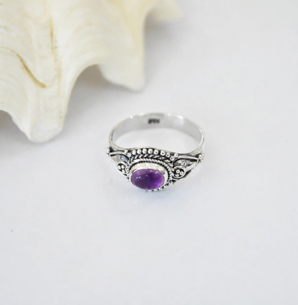 Anel Ametista Boho Prata 925