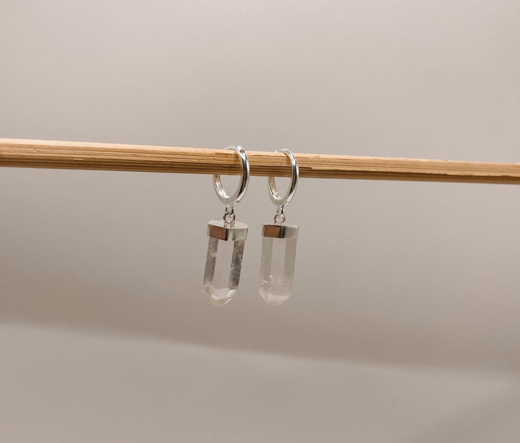 Brinco Argola Click Quartzo Transparente Prata 925 image 0