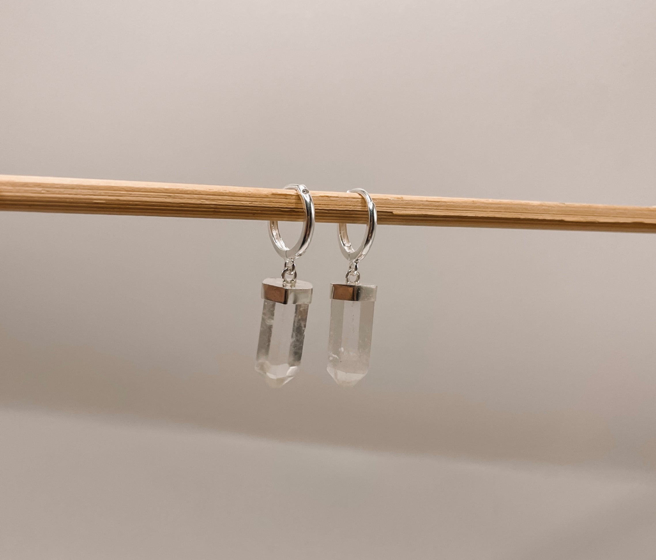 Brinco Argola Click Quartzo Transparente Prata 925 image 0