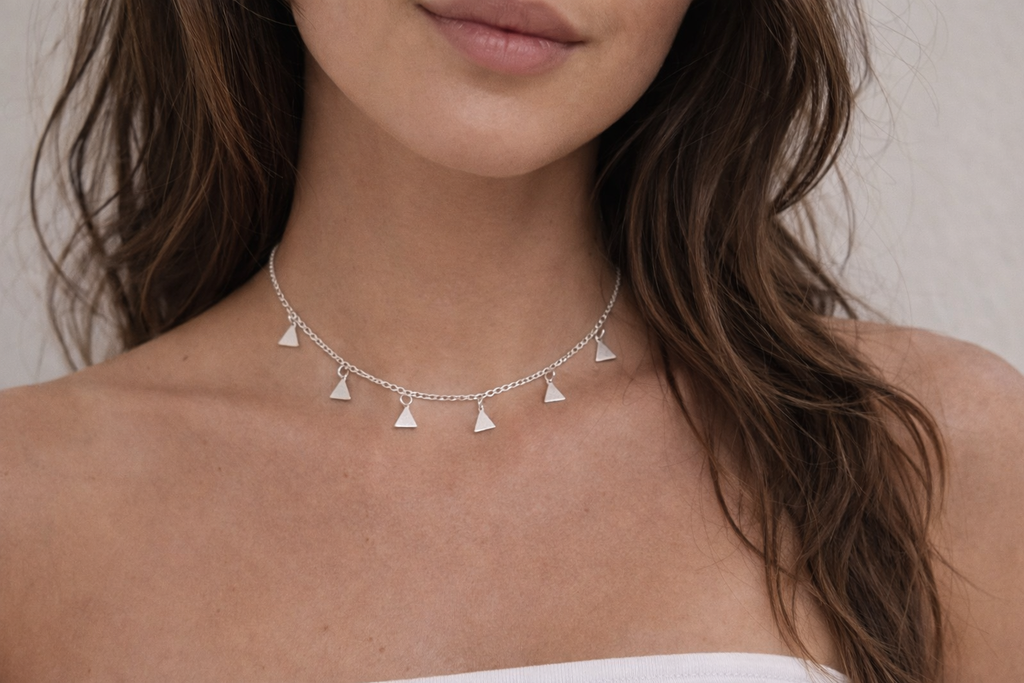 Colar Choker Triângulos Prata 925