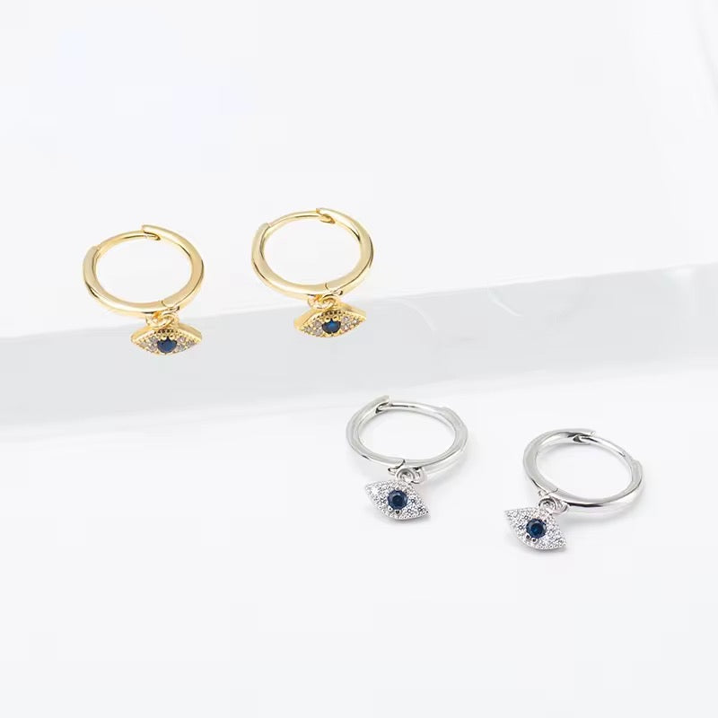 Brinco Argola Click com Olho Grego Prata 925 ou Dourado image 6