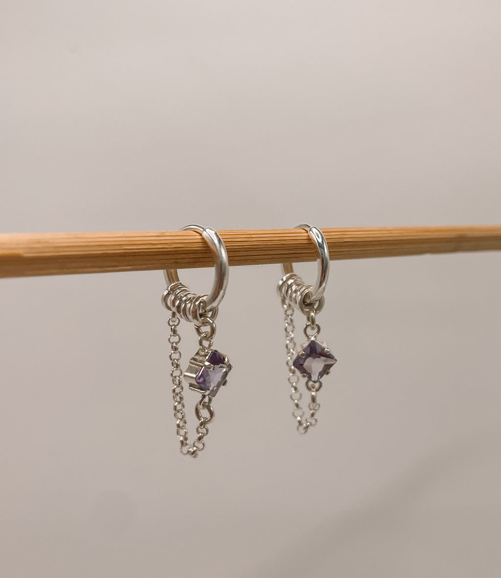 Brinco de Argola Ametista Prata 925