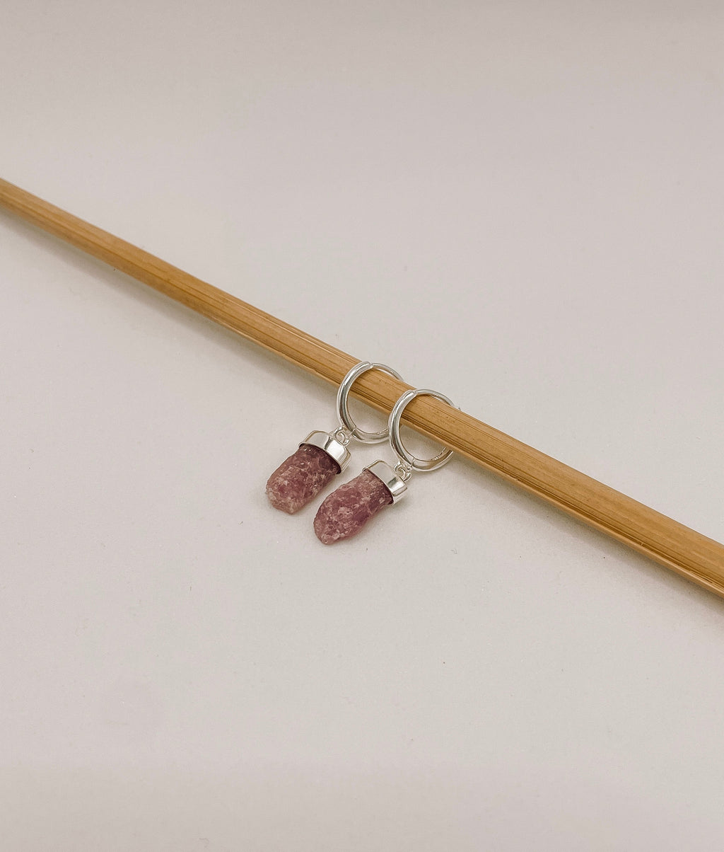Brinco Argola Turmalina Rosa Prata 925