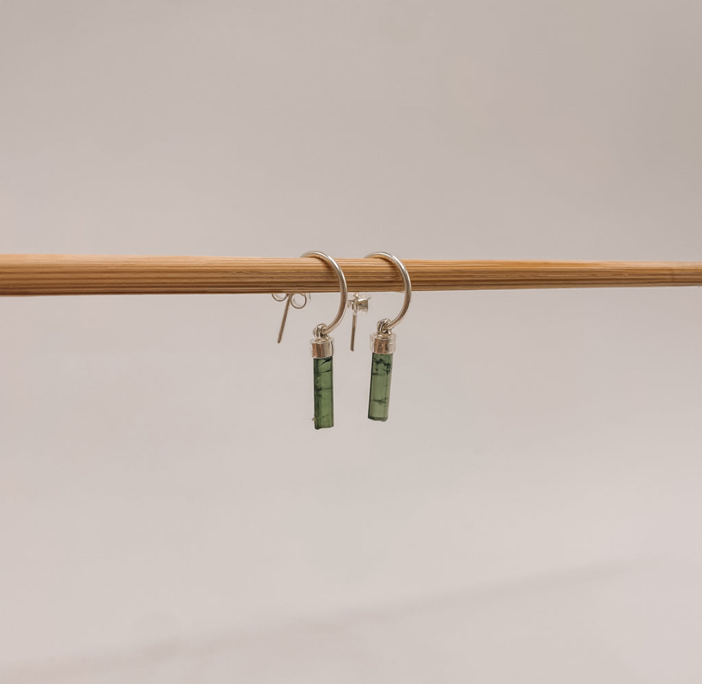 Brinco Argola Turmalina Verde Prata 925 image 1