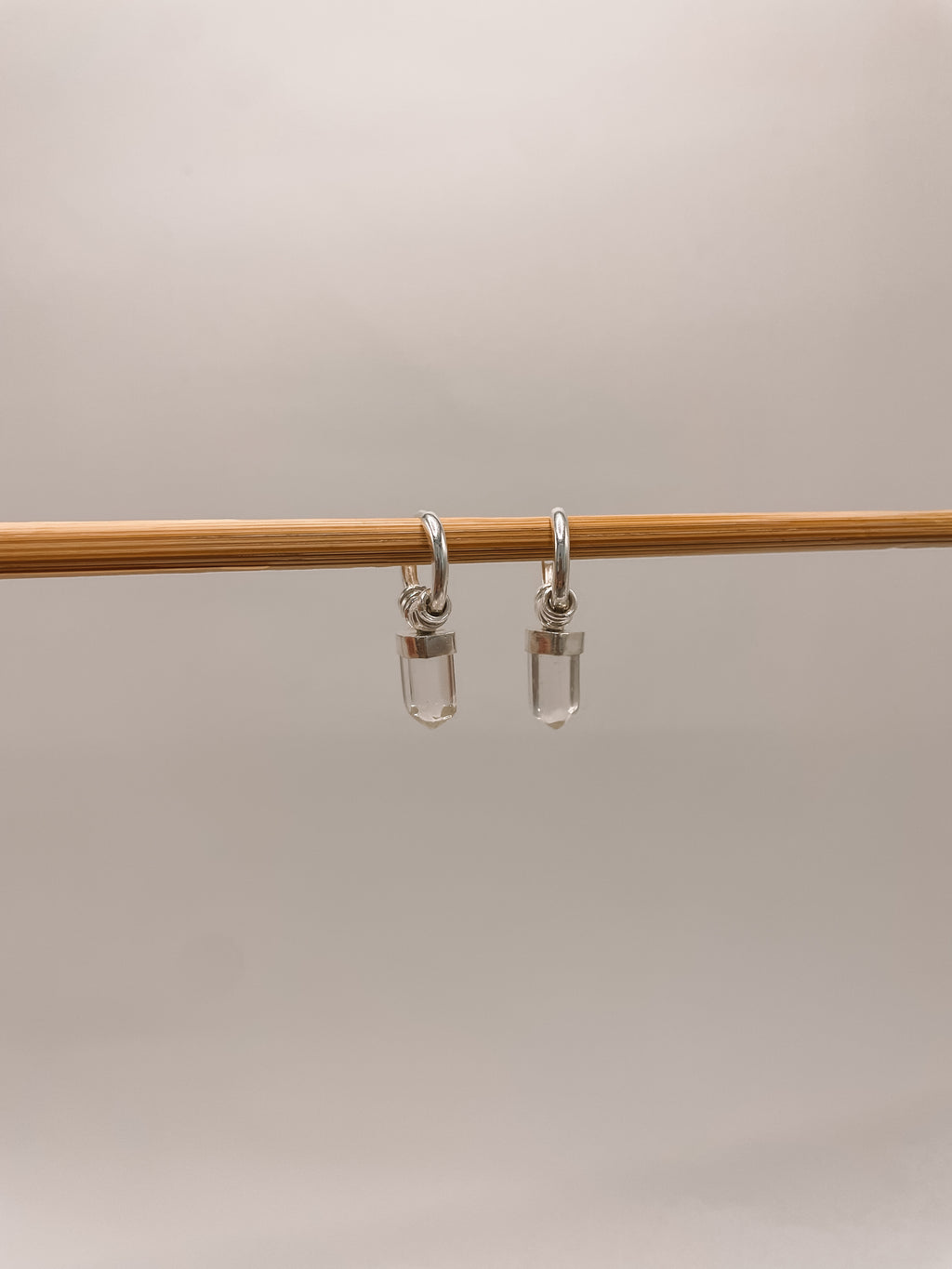 Brinco Argola Quartzo Transparente Prata 925