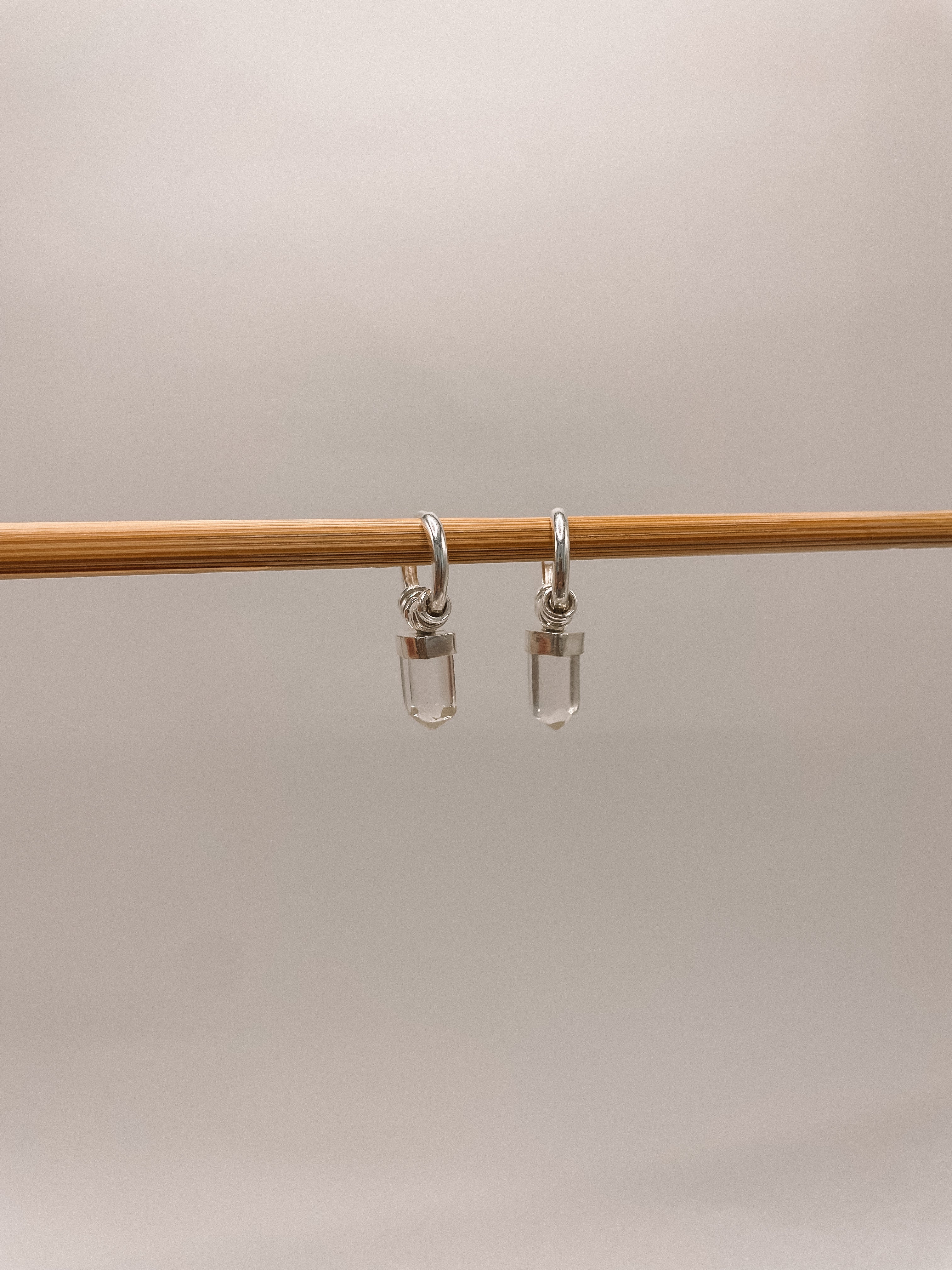 Brinco Argola Quartzo Transparente Prata 925