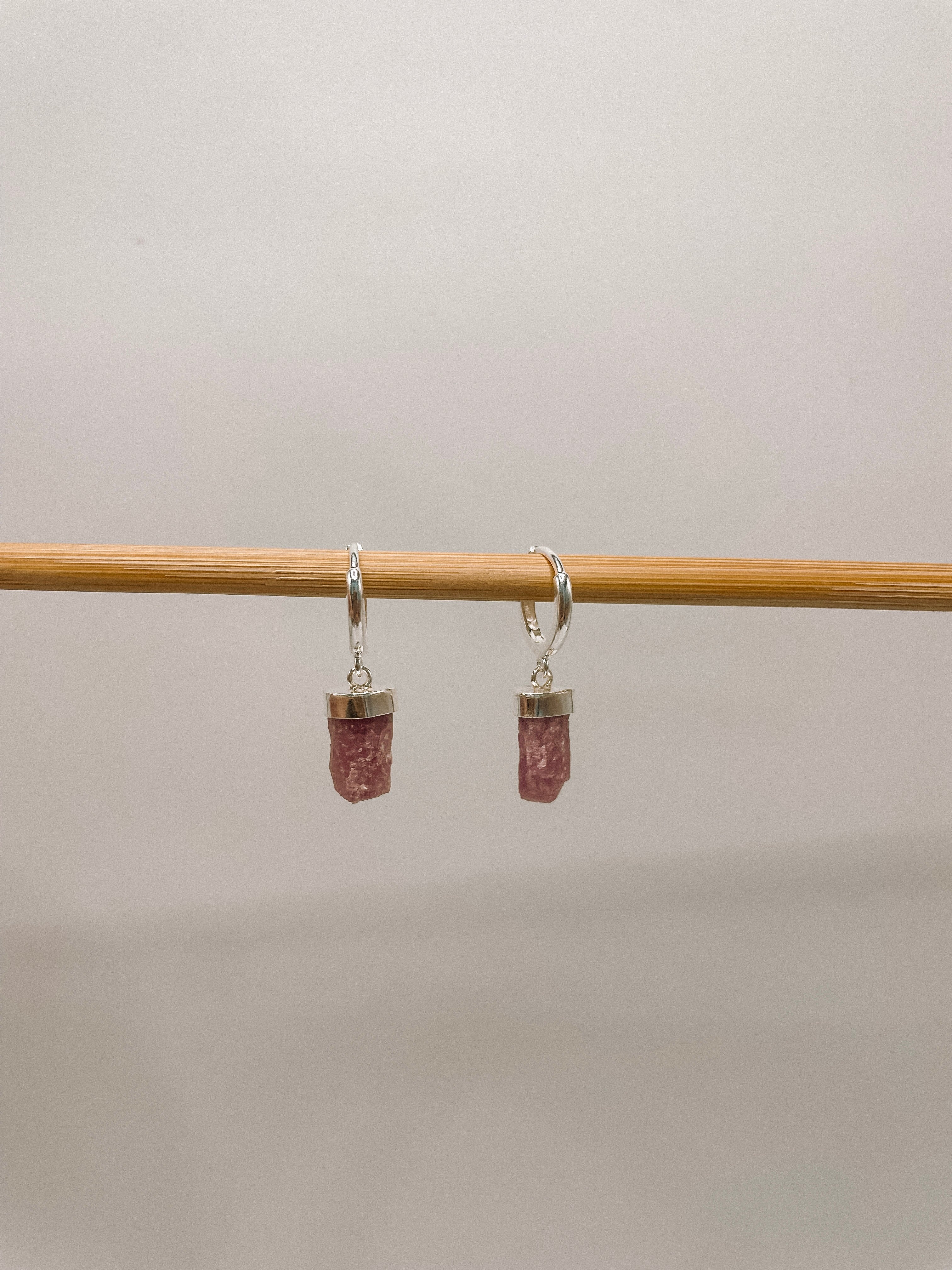 Brinco Argola Turmalina Rosa Prata 925