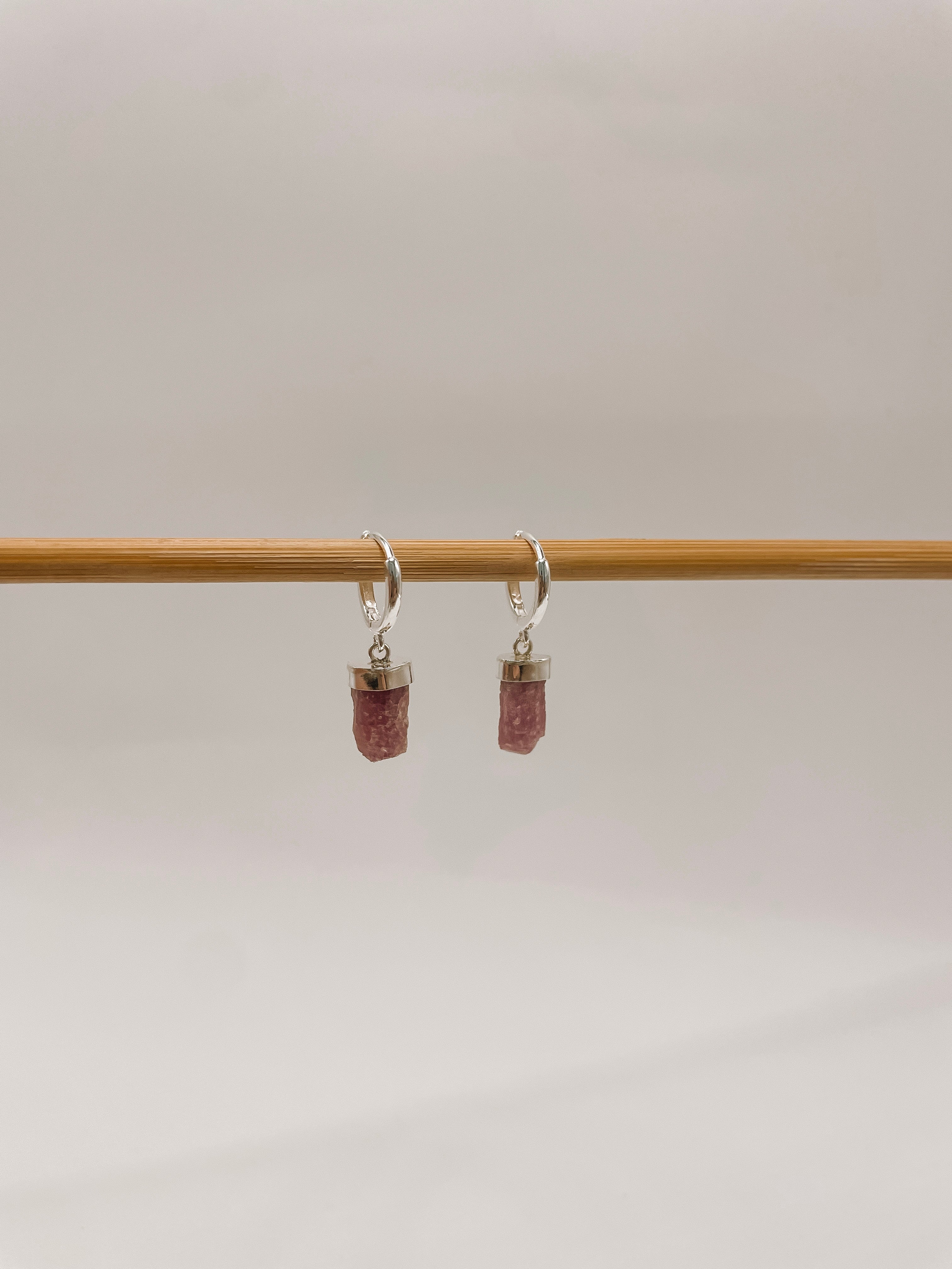 Brinco Argola Turmalina Rosa Prata 925