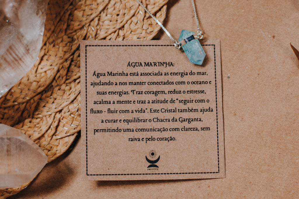 Colar de Água Marinha Biponta Prata 925 image 2