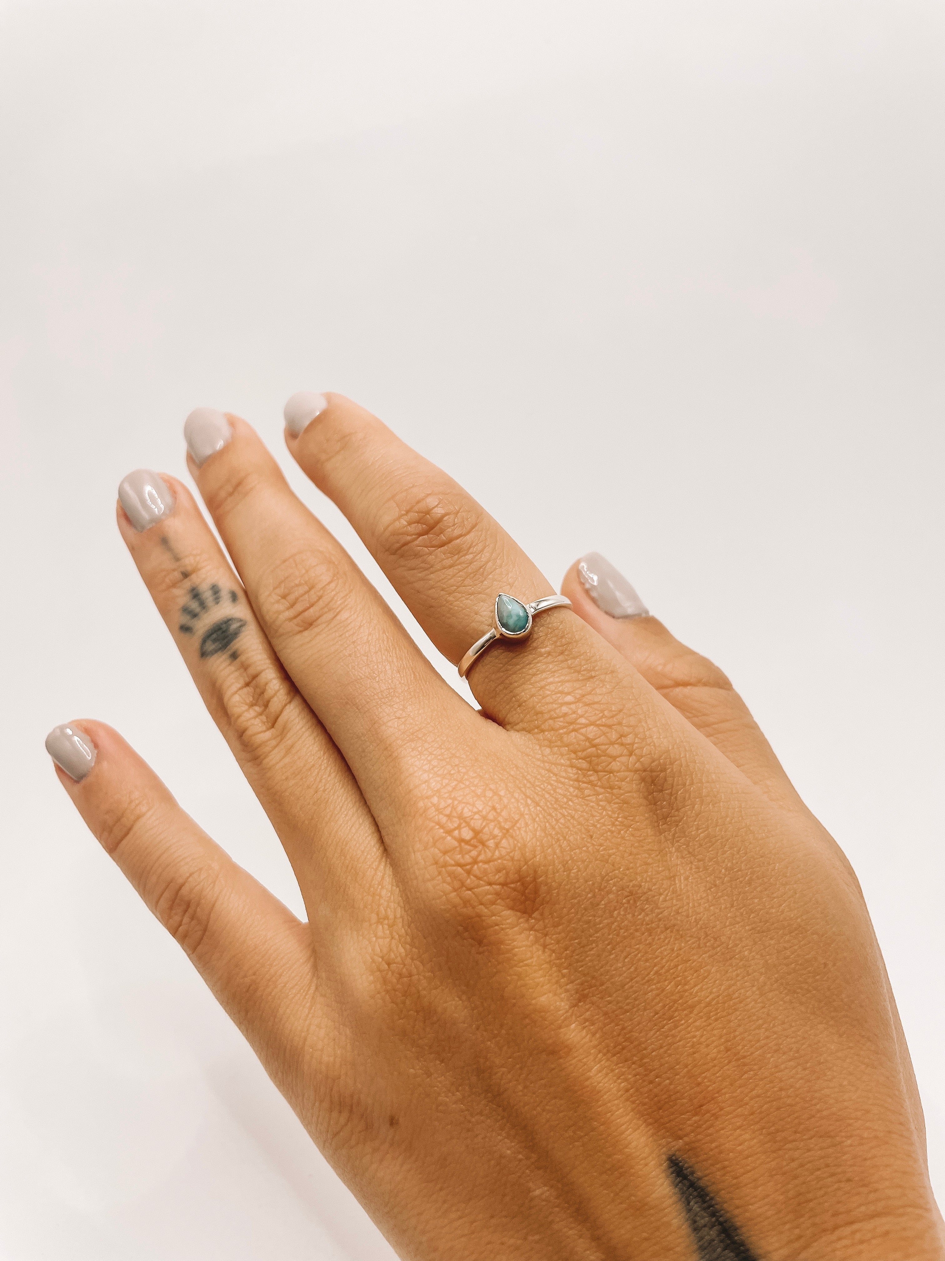 Anel Larimar Gota Prata 925 image 1