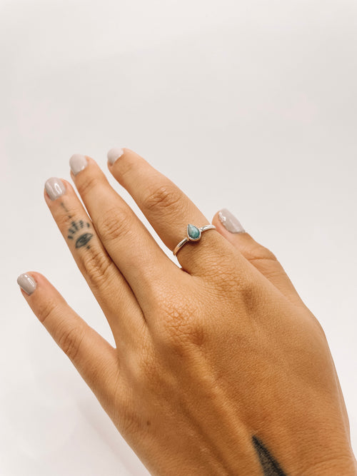 Anel Larimar Gota Prata 925 image 1