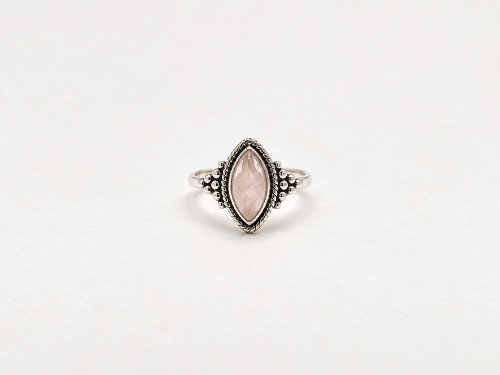 Anel Quartzo Rosa Marquise Prata 925