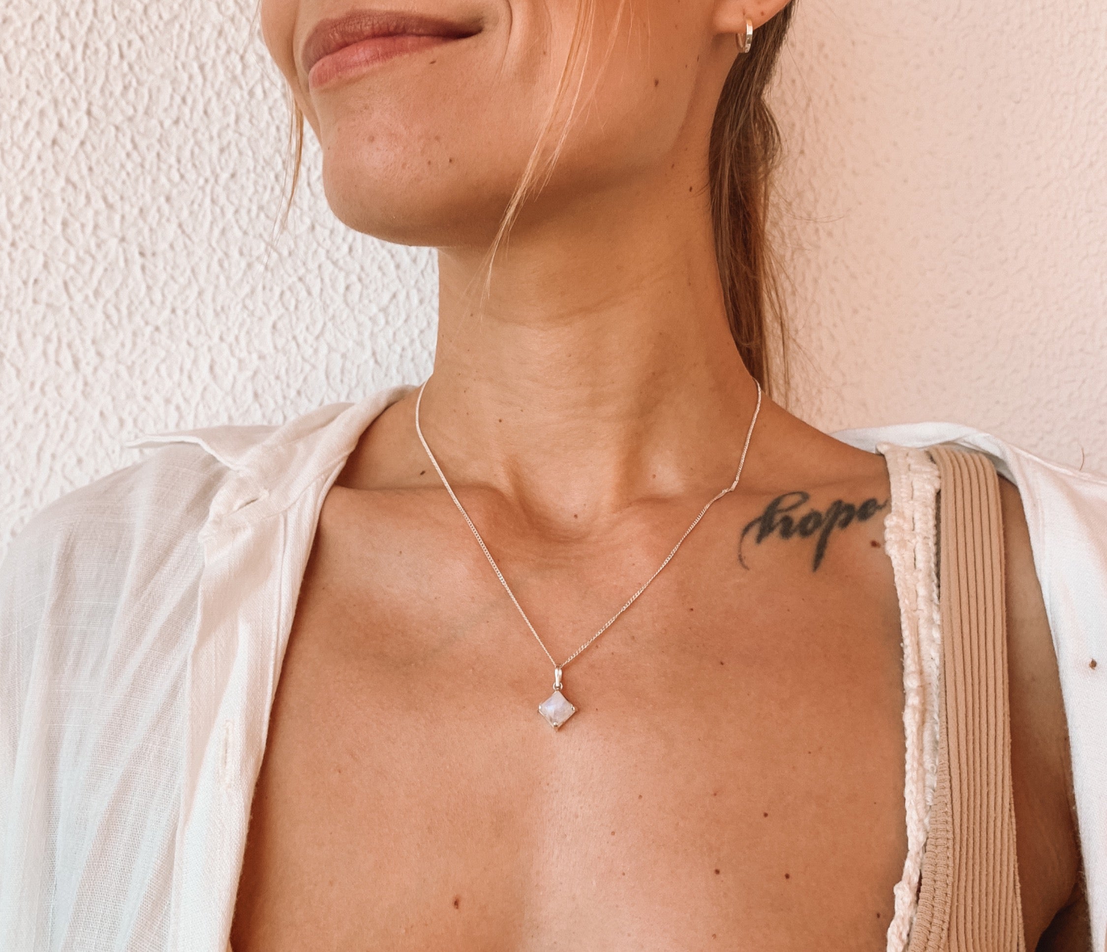 Colar de Pedra da Lua Prata 925 image 0