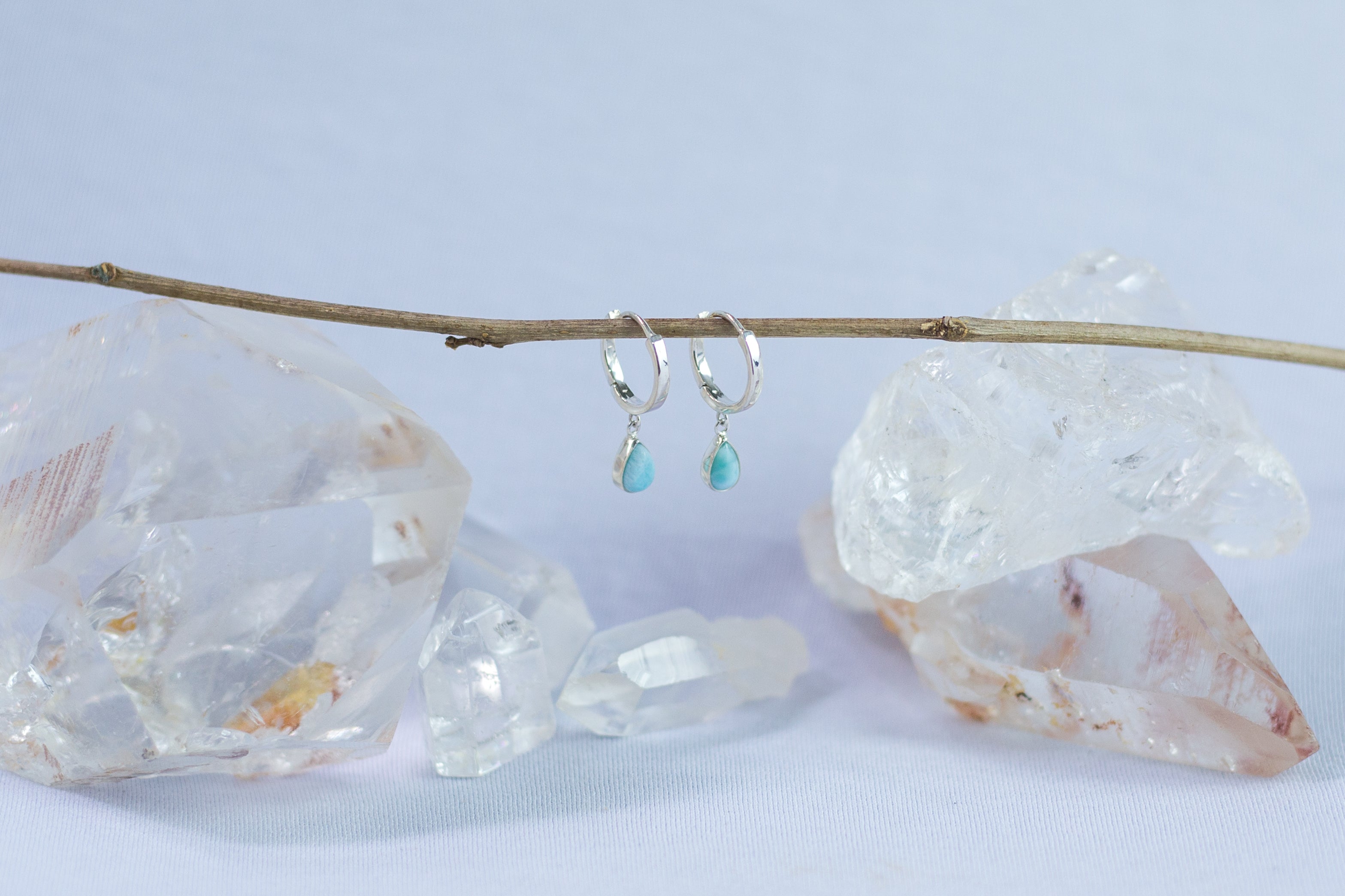 Brinco Argola Larimar Gota Prata 925 image 6