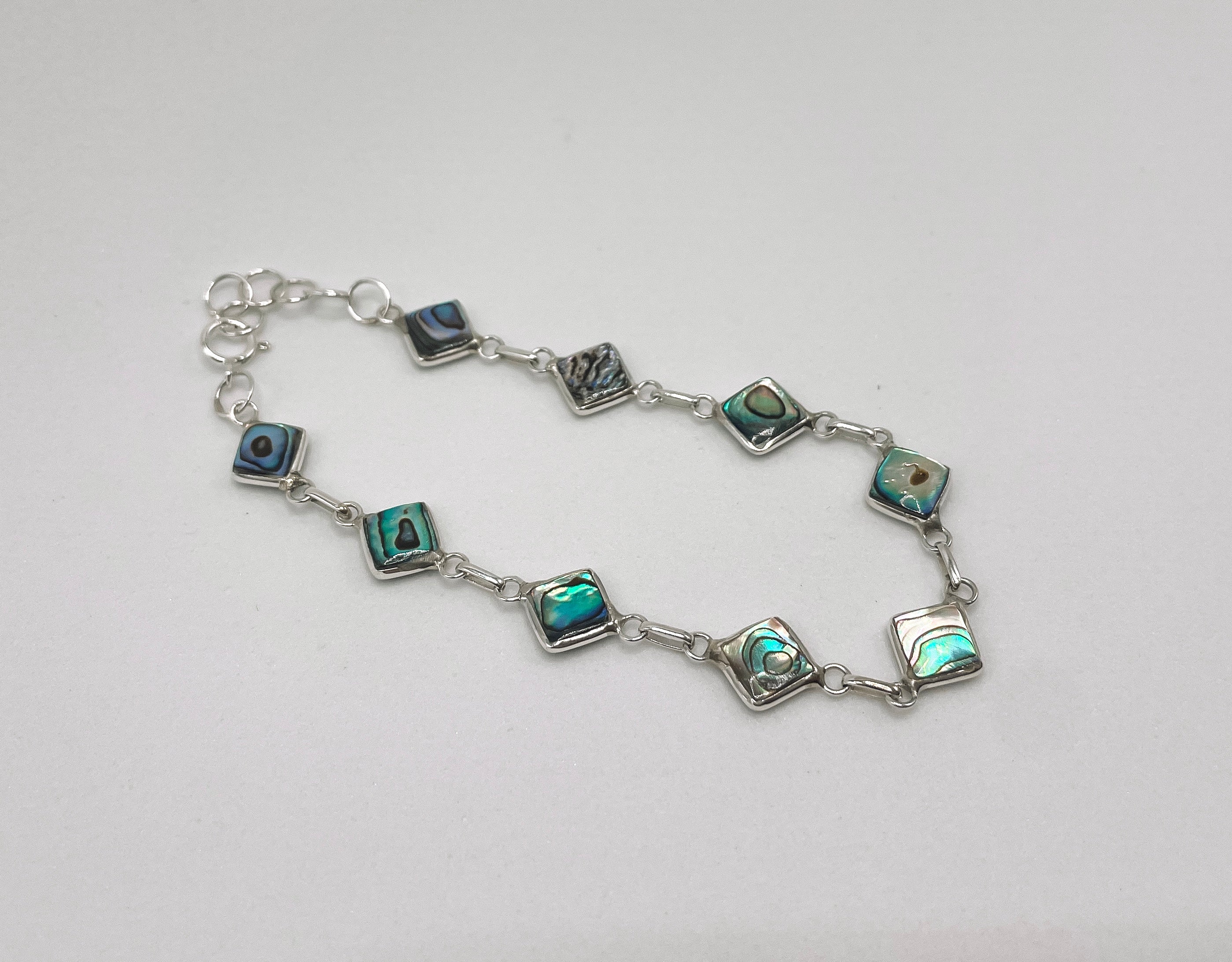 Pulseira Madrepérola e Abalone Dupla Face Quadrada Prata 925 image 0