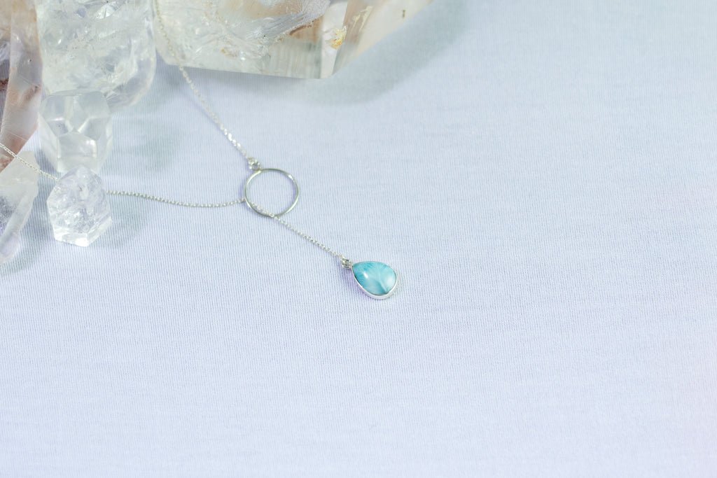 Colar Larimar Gota Prata 925 image 8