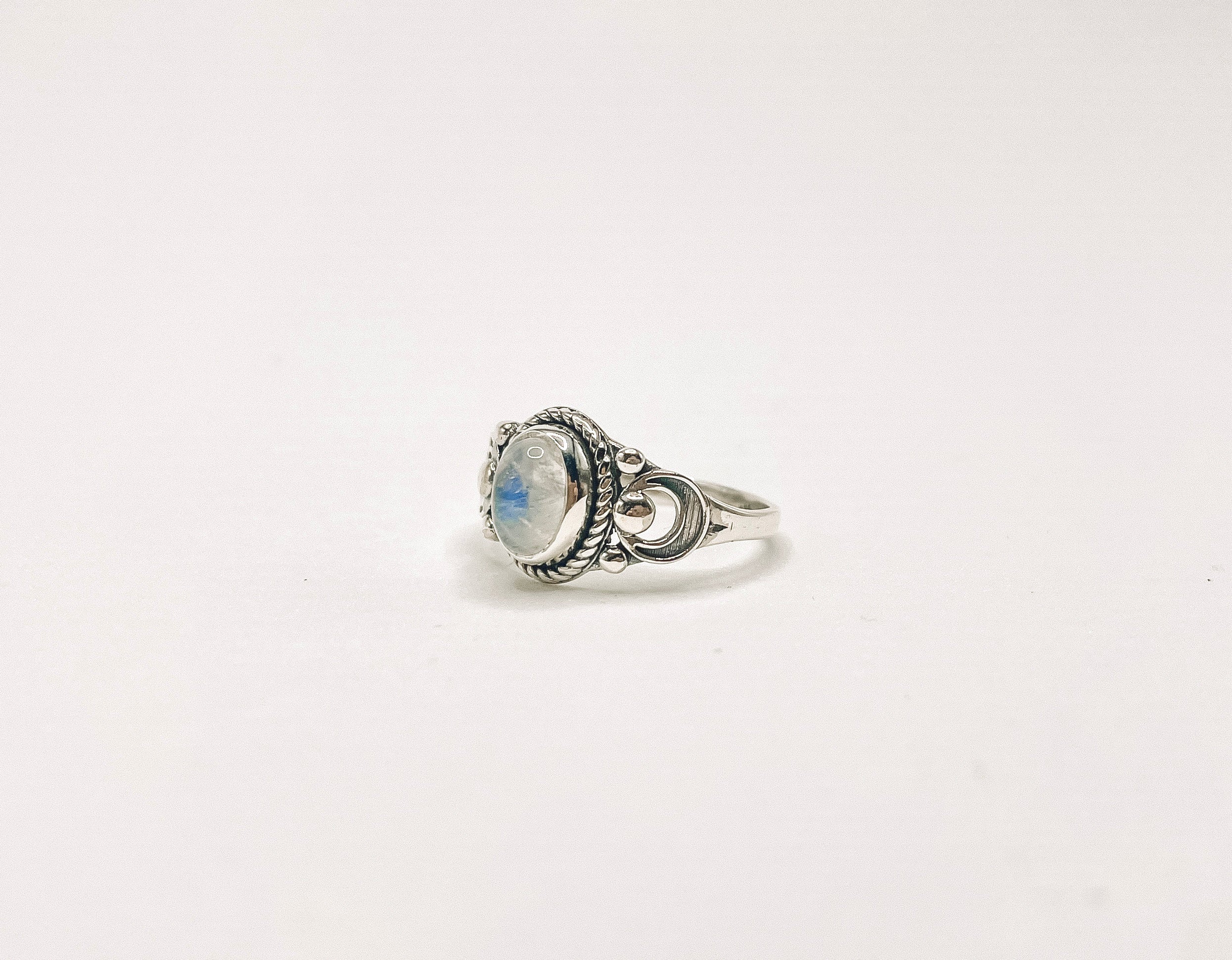 Anel Pedra da Lua Lua Crescente Prata 925 image 0