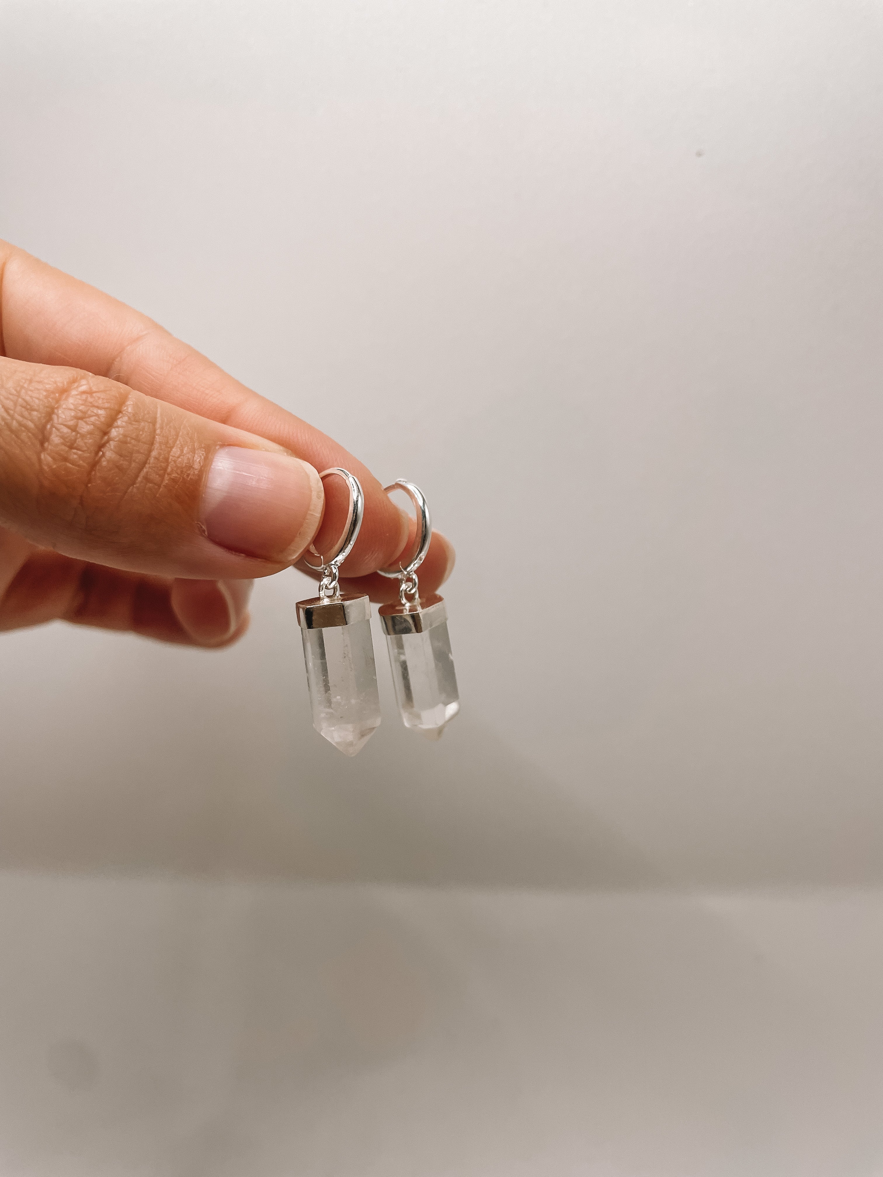 Brinco Argola Click Quartzo Transparente Prata 925 image 3