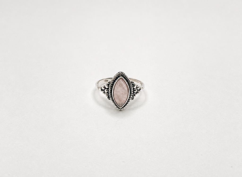 Anel Quartzo Rosa Marquise Prata 925