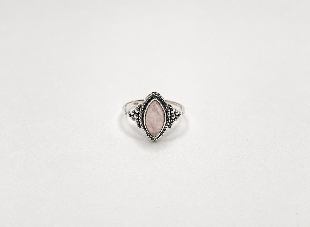 Anel Quartzo Rosa Marquise Prata 925