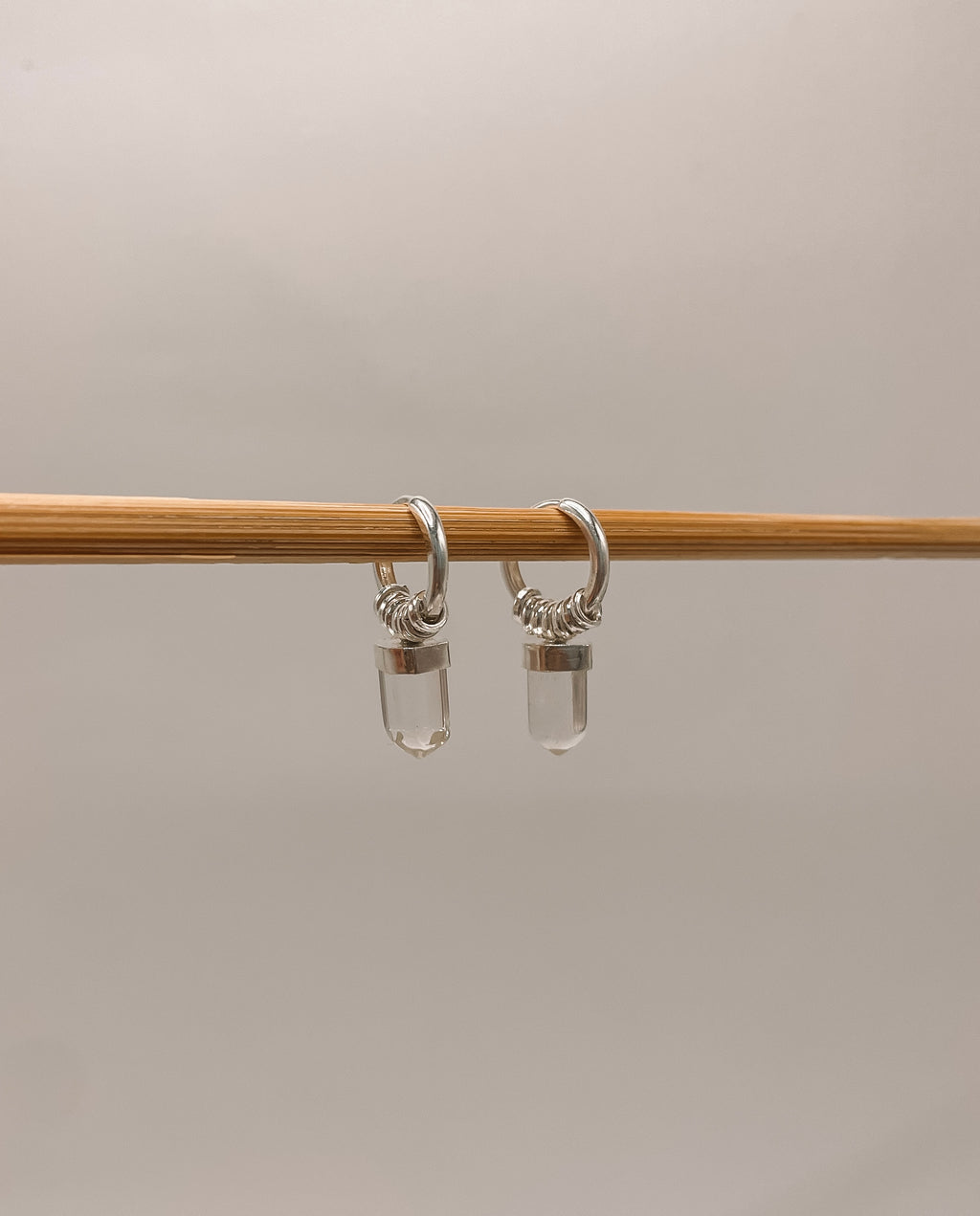 Brinco Argola Quartzo Transparente Prata 925