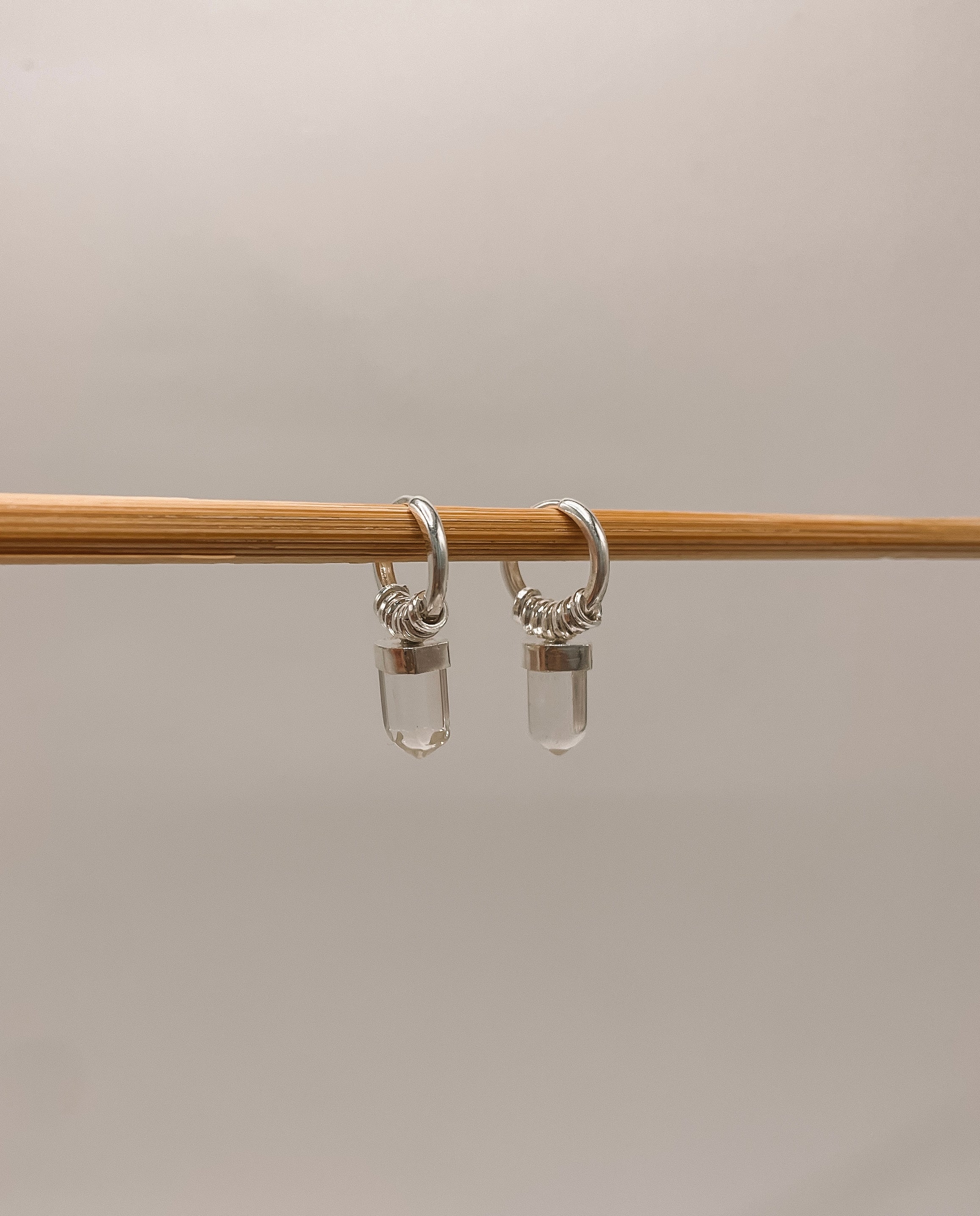 Brinco Argola Quartzo Transparente Prata 925