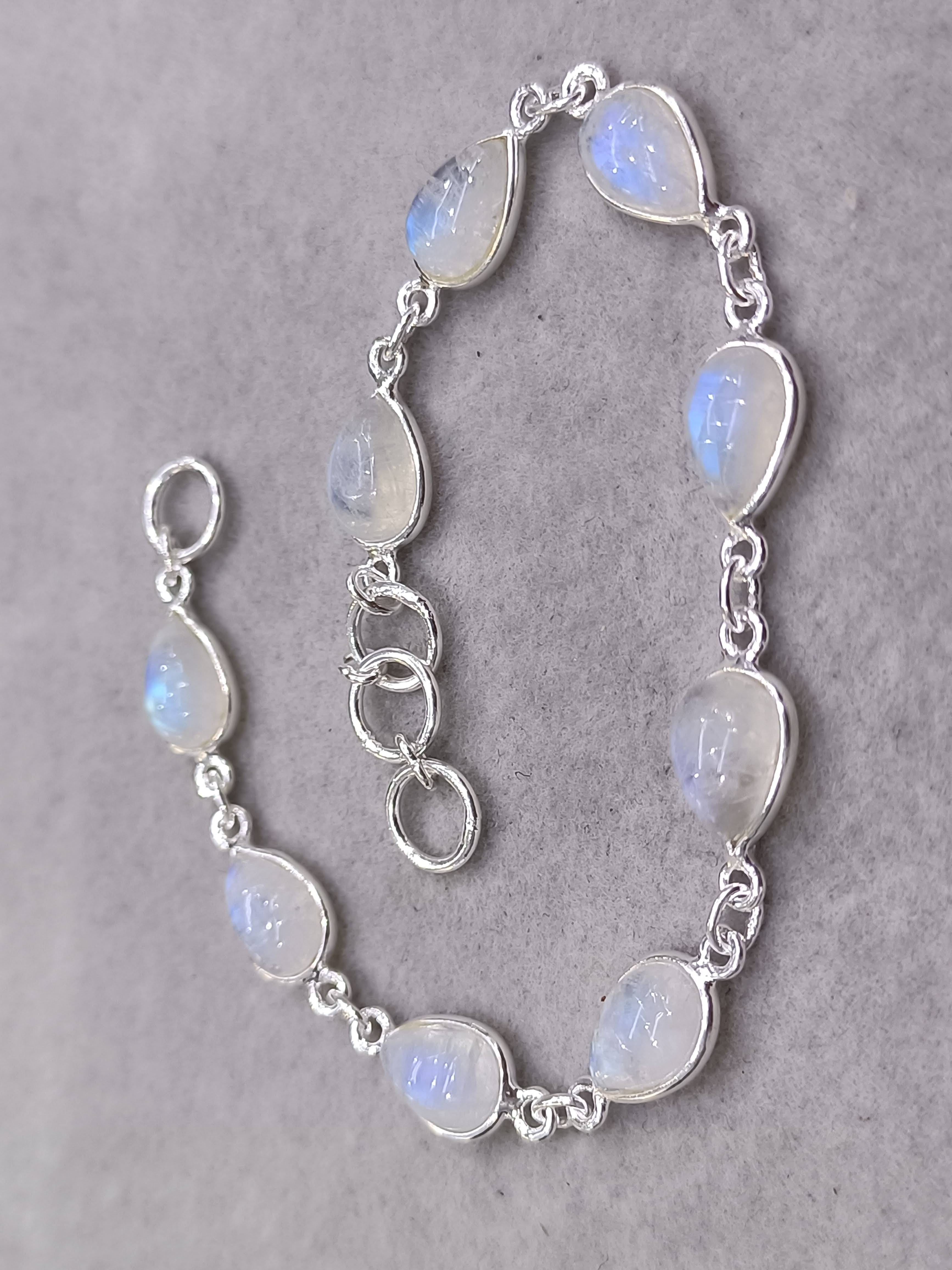 Pulseira Pedra da Lua Gota Prata 925 image 0