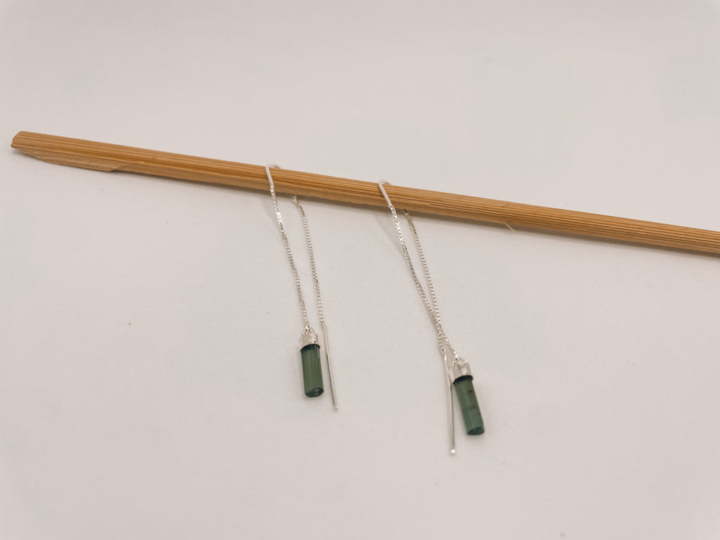 Brinco Corrente Turmalina Verde Prata 925 image 3