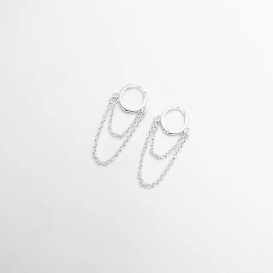 Brinco Argola Click com Correntes Prata 925 image 3
