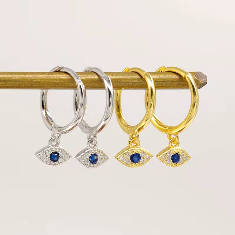 Brinco Argola Click com Olho Grego Prata 925 ou Dourado image 4