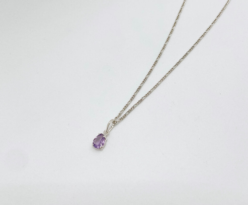 Colar de Ametista Gota Lapidada Prata 925
