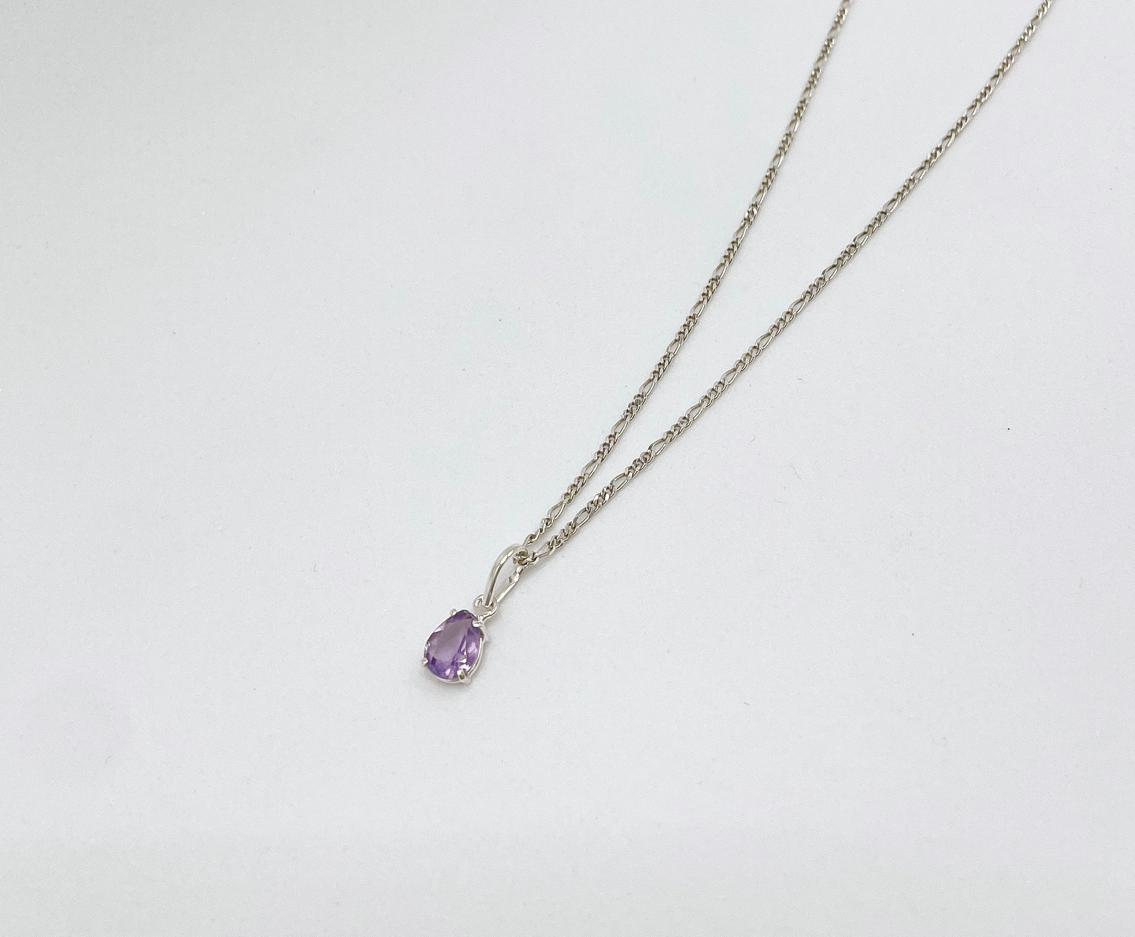 Colar de Ametista Gota Lapidada Prata 925