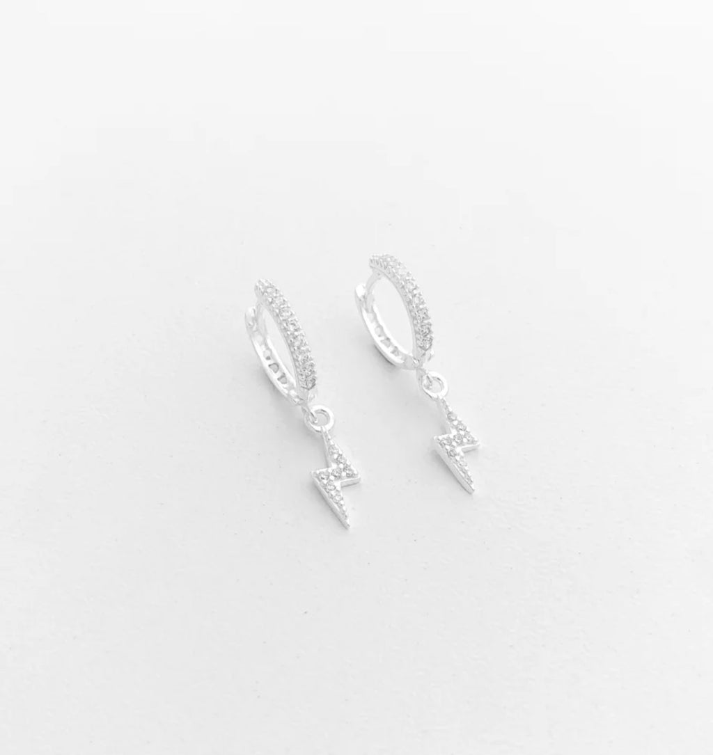 Brinco Argola Raio com Zircônias Prata image 0