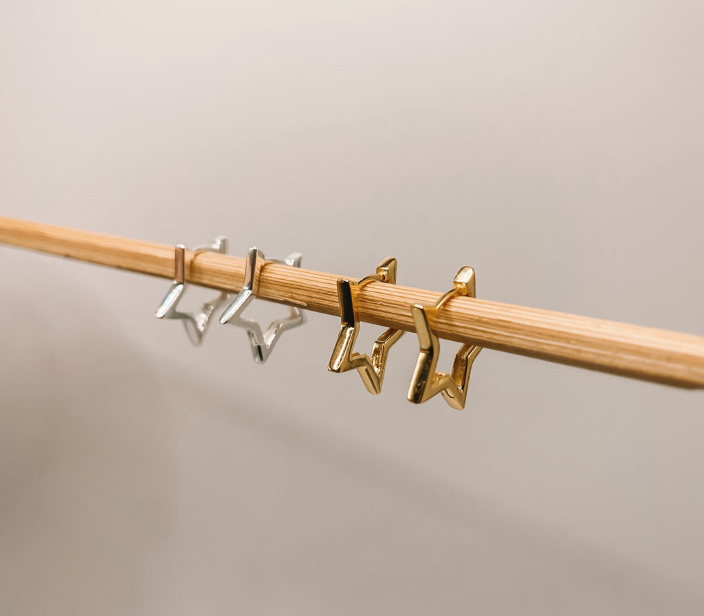 Brinco Argola Click Estrela Prata 925 ou Dourado image 0