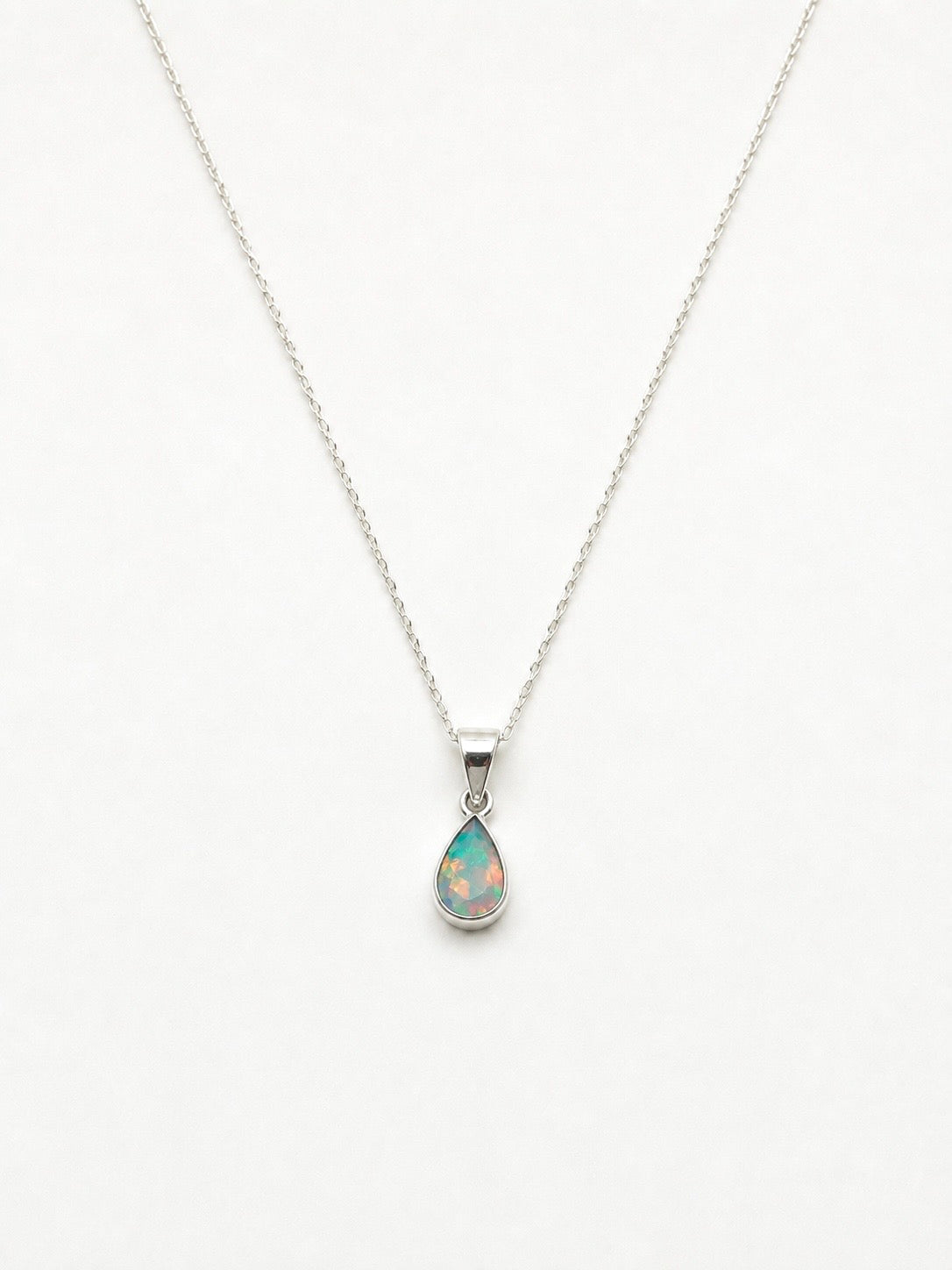 Colar Opala Etíope Gota Facetada Prata 925