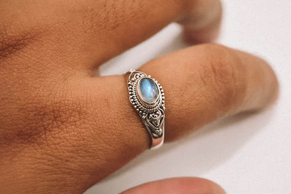 Anel Boho Pedra da Lua Prata 925 image 1