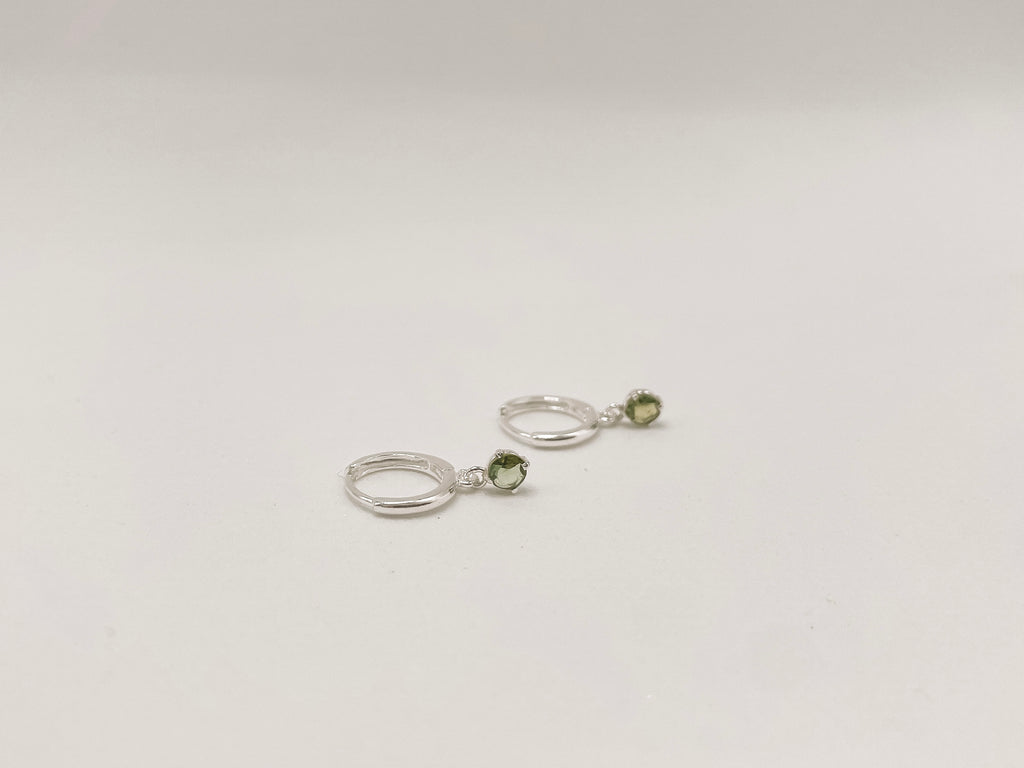 Brinco Argola Turmalina Verde Lapidada Prata 925