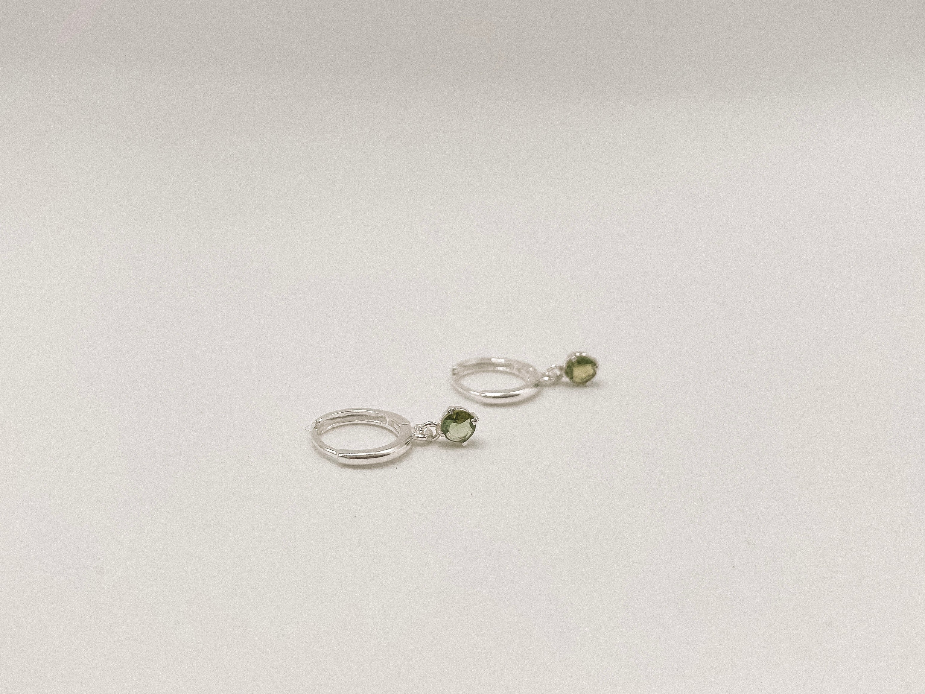 Brinco Argola Turmalina Verde Lapidada Prata 925
