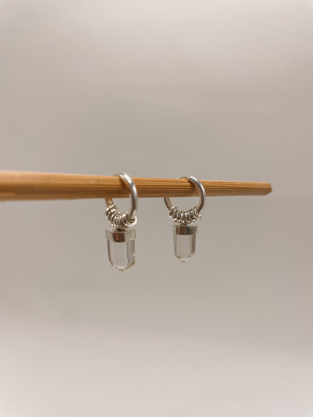 Brinco Argola Quartzo Transparente Prata 925