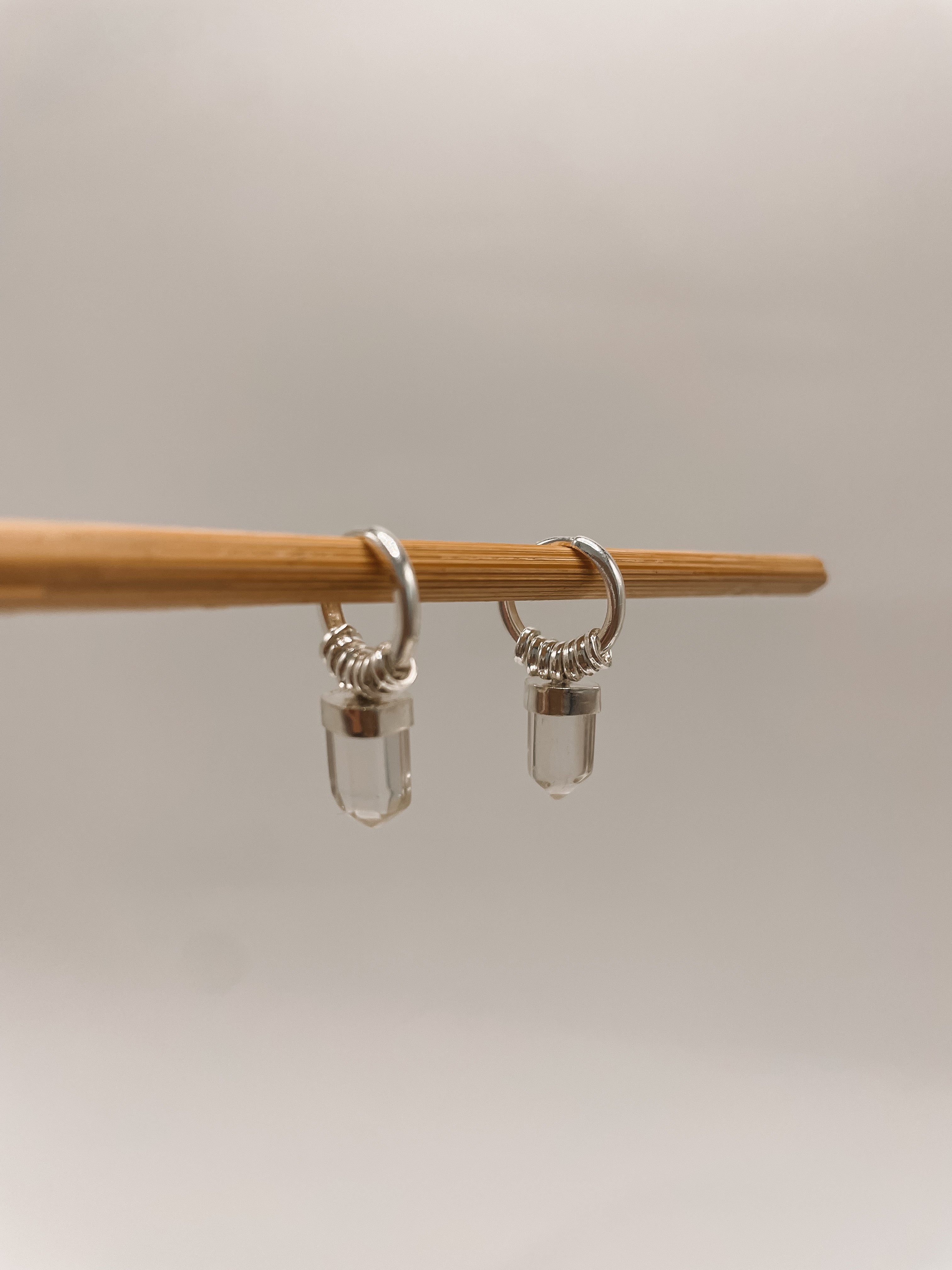 Brinco Argola Quartzo Transparente Prata 925
