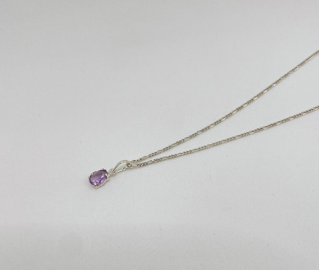 Colar de Ametista Gota Lapidada Prata 925