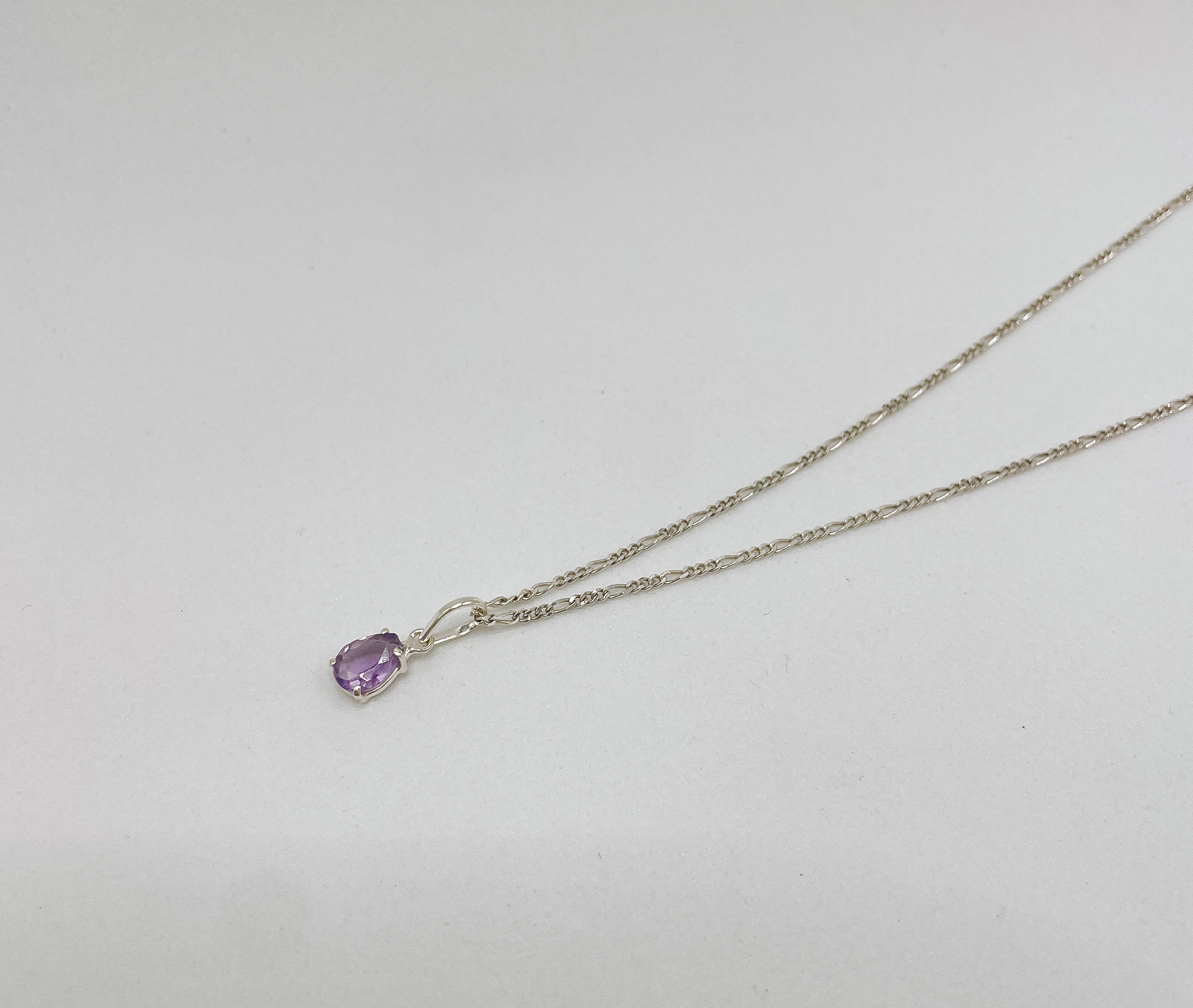 Colar de Ametista Gota Lapidada Prata 925