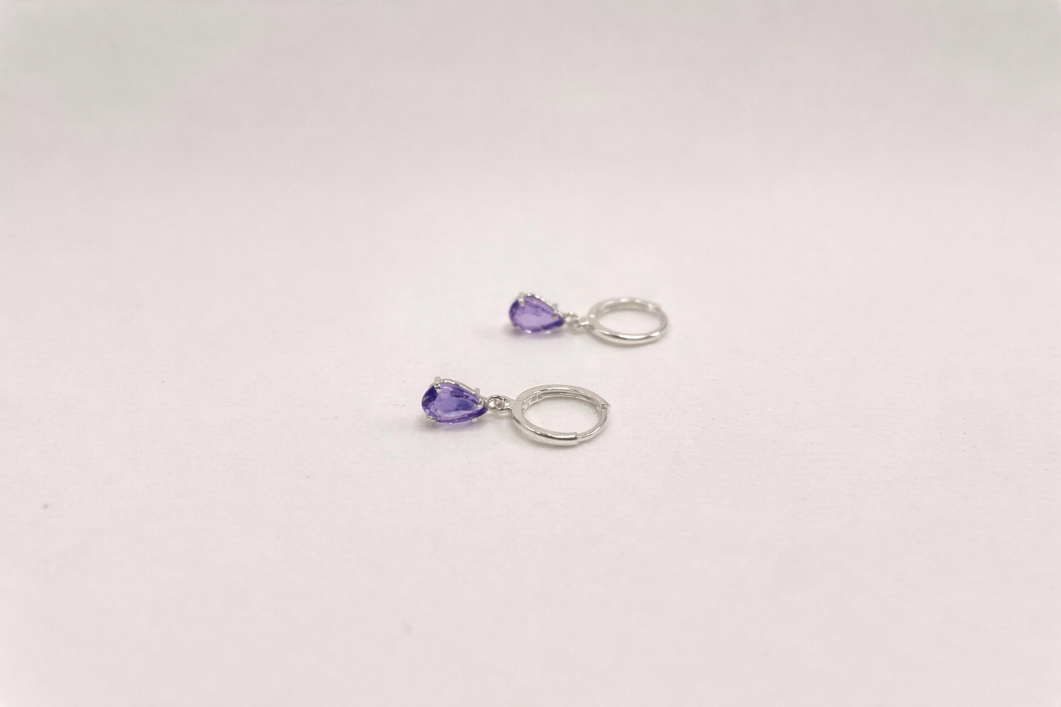 Brinco de Argola Ametista Gota Prata 925