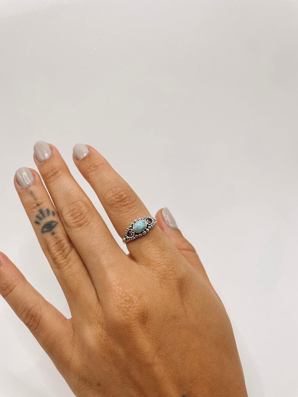 Anel Larimar Boho Prata 925 image 1