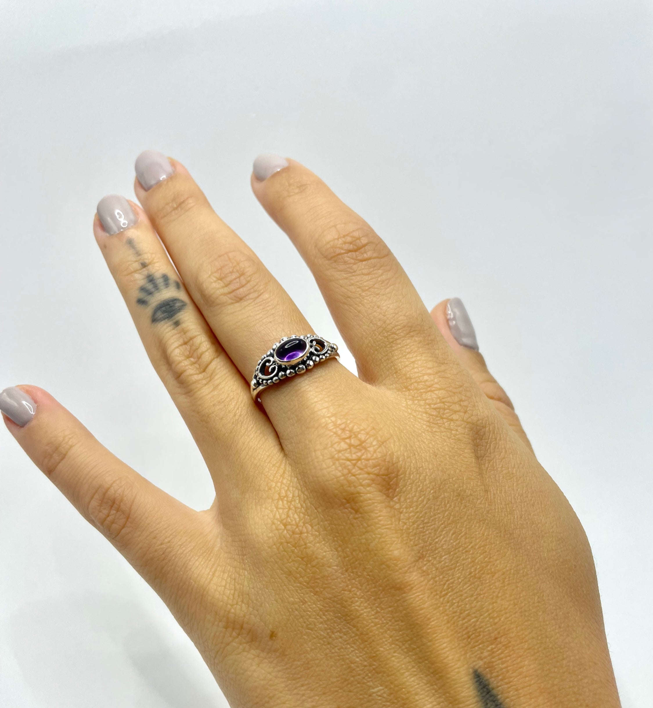 Anel Ametista Boho Prata 925 image 1