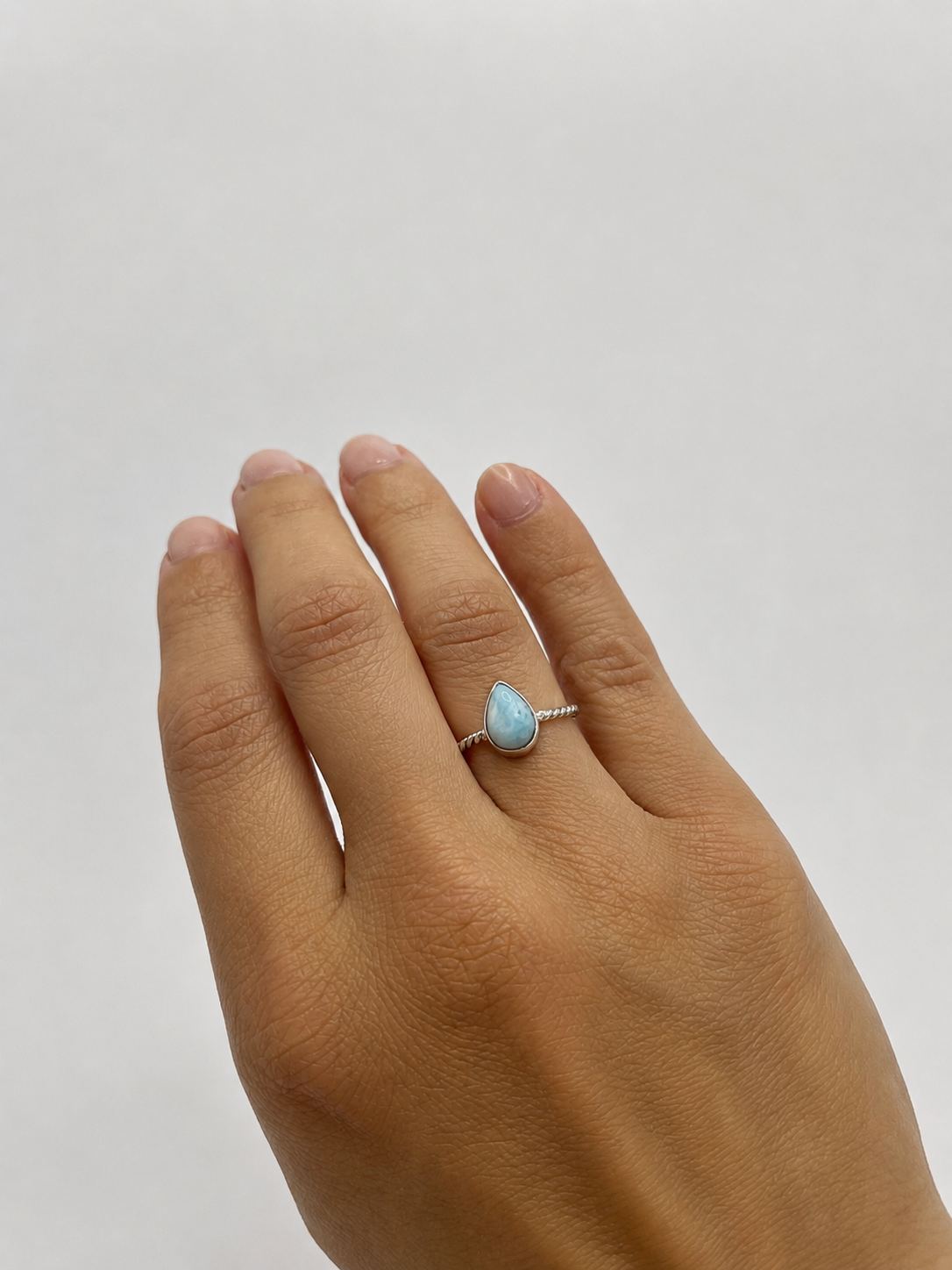 Anel Larimar Gota Prata 925