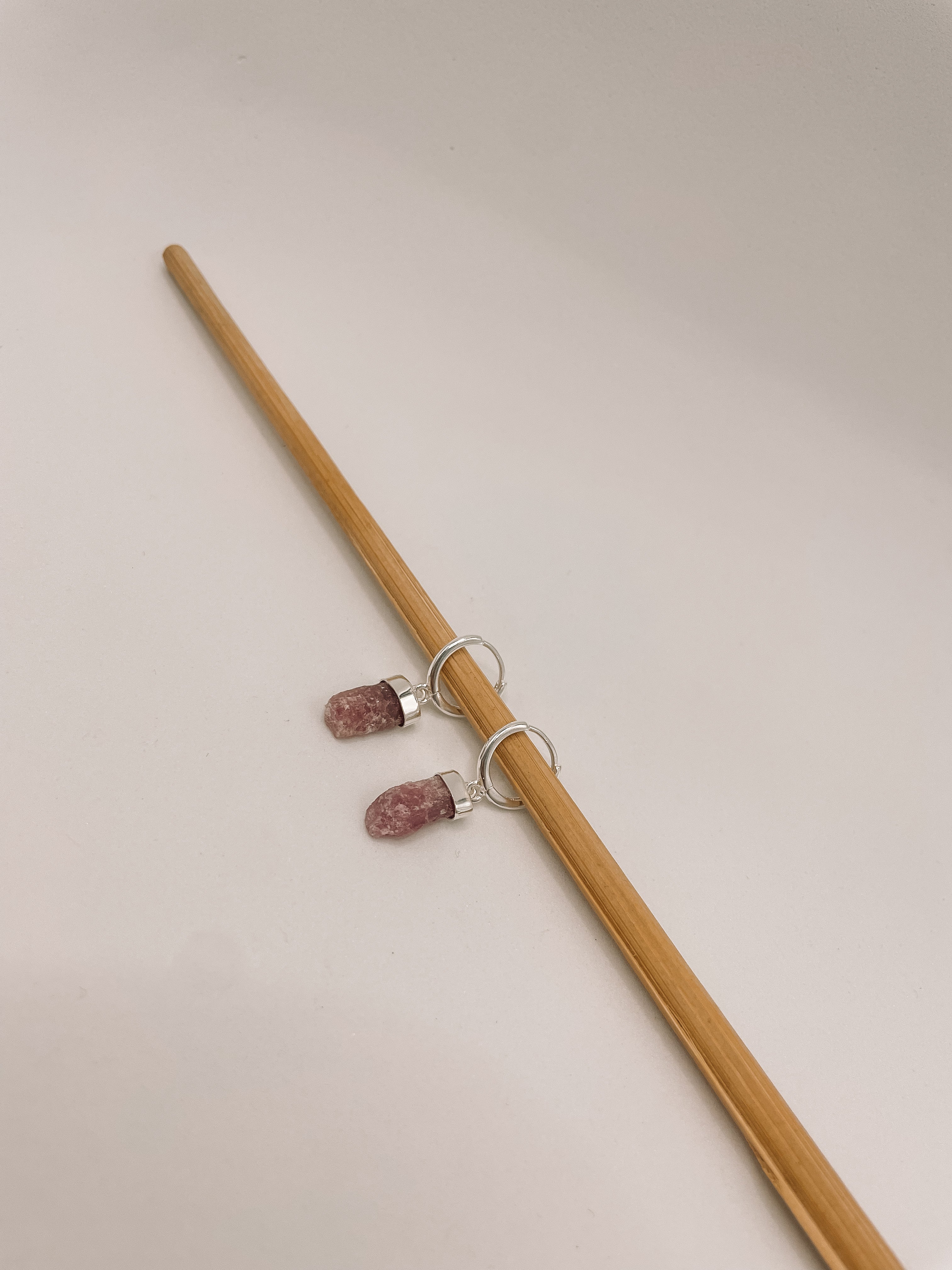 Brinco Argola Turmalina Rosa Prata 925