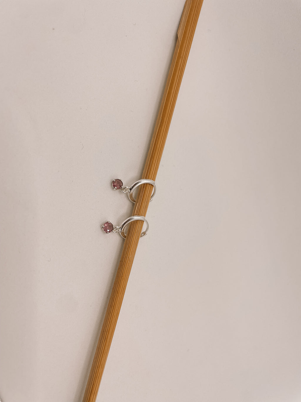 Brinco Argola Turmalina Rosa Lapidada Prata 925