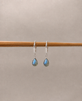 Brinco Argola Labradorita Gota Prata 925