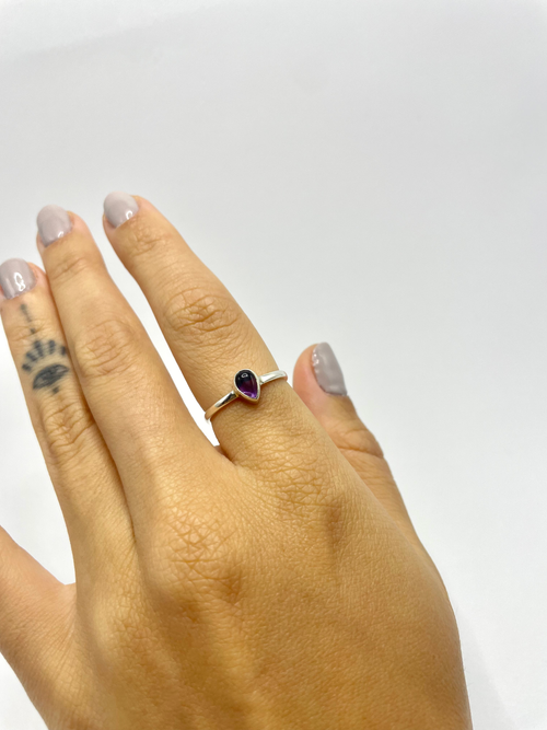 Anel Ametista Gota Prata 925 image 1